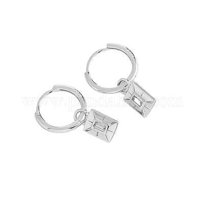 925 Sterling Silver Rectangle Hoop Earrings Simple Geometric Fashion Accessory&nbsp;KF9307-2-1