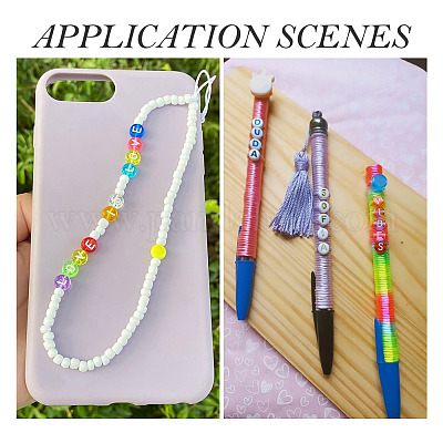 Pandahall 100Pcs Styles Transparent Acrylic Beads, Flat Round with  Letter, Lilac, 7x4mm, Hole: 20pcs/color