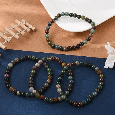 Natural Indian Agate Bead Stretch Bracelets&nbsp;BJEW-K212-A-010-1