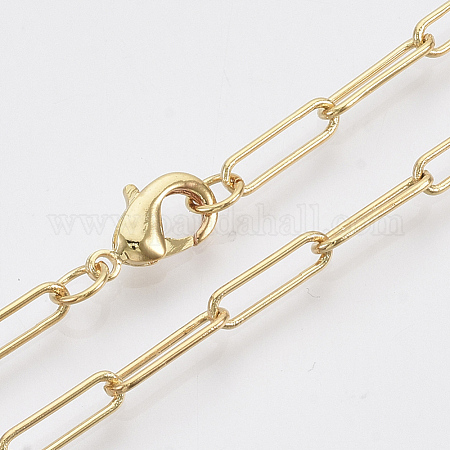Wholesale Brass Round Oval Paperclip Chain Necklace Making Pandahall