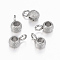 Tarnish Resistant 304 Stainless Steel Tube Bails, Loop Bails, Textured, Rondelle Bail Beads, Stainless Steel Color, 7x4x3mm, Hole: 2mm, Inner diameter: 2mm