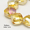 Electroplate Glass Beads, Half Plated, Faceted, Square, Gold, 15x15x8mm, Hole: 1mm