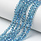 Electroplate Glass Beads Strands, Half Plated, Blue Plated, Faceted, Rondelle, Light Blue, 4x3.5mm, Hole: 0.4mm, about 100~110pcs/strand, 14.5~15.7 inch(37~40cm)