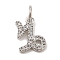 Brass Micro Pave Cubic Zirconia Charms, Constellation Charms, with Jump Ring, Cadmium Free & Lead Free, Capricorn, 11.5x8.5x1.5mm, Hole: 3.5mm