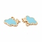 Alloy Enamel Charms, Cloud with Sun Charm, Golden, Light Sky Blue, 11x14x1.5mm, Hole: 1.6mm