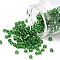 6/0 Round Silver Lined Round Hole Glass Seed Beads, Lime Green, 4mm, Hole: 1.5mm, about 737pcs/50g
