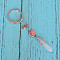 Natural Rose Quartz Bullet Pendant Keychains, with Alloy Starfish & Shell Shape, 3.5cm