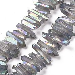 Natural Quartz Crystal Points Beads Strands, Dyed, Nuggets, 15~30x4~8x4~7mm, Hole: 1mm, 8 inch