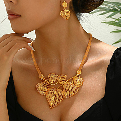 Vintage Alloy Hollow Leaf Earrings & Necklaces Sets for Women&nbsp;WC5565