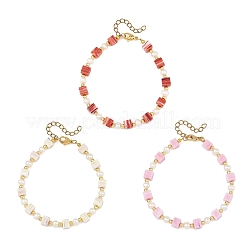 Handmade Nepalese Lampwork Cube and Natural Pearl Beaded Bracelets&nbsp;BJEW-JB14481