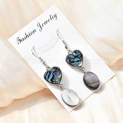 Brass Abalone Shell Black shell Dangle Earrings&nbsp;EJEW-D313-01P