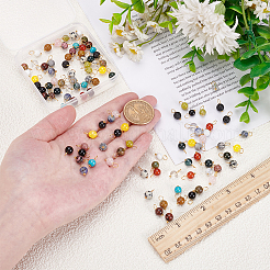 108Pcs 18 Colors Natural & Synthetic Mixed Gemstone Round  Charms&nbsp;PALLOY-AB00163