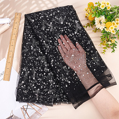 Polyester Silver Stamping Star Mesh Lace Fabric&nbsp;OCOR-BC0005-53B