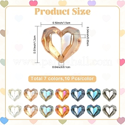 70Pcs 7 Colors Electroplate Transparent Glass Beads&nbsp;EGLA-YW0005-71