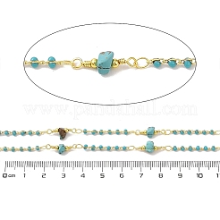 Brass Enamel & Synthetic Turquoise Link Chain&nbsp;CHC-A009-02G