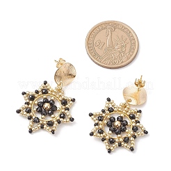 Handmade Glass Seed Beads Flower Dangle Stud Earrings&nbsp;EJEW-MZ00570-01