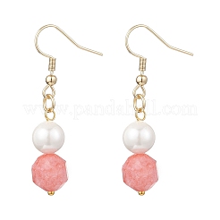 Round Natural Rhodochrosite & Shell Pearl Pendant Necklace and Dangle Earring Sets&nbsp;SJEW-JS01362