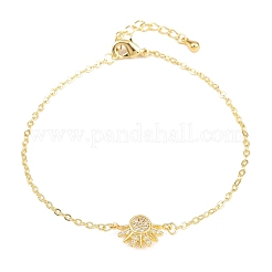 2Pcs Brass Micro Pave Cubic Zirconia Link Bracelets&nbsp;BJEW-G782-01GP