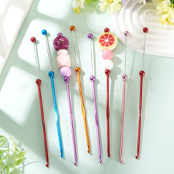 6Pcs 5 Colors DIY Alloy Beadable Crochet Hooks&nbsp;AJEW-TA0003-51