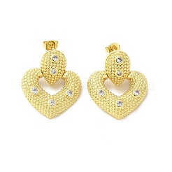 Brass Micro Pave Clear Cubic Zirconia Stud Earrings&nbsp;EJEW-P303-02C-G