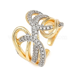 Brass Micro Pave Cubic Zirconia Adjustable Open Cuff Rings&nbsp;RJEW-C140-17G