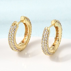 Brass Micro Pave Cubic Zirconia Hoop Earrings&nbsp;KK-CBA8324-24G-04