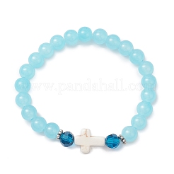 Round Spray Painted Imitation Jade Glass Beads Stretch Bracelets for Women&nbsp;BJEW-JB12881-01