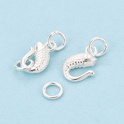 Textured Fish 925 Sterling Silver S-Hook Clasps with Jump Rings&nbsp;STER-T009-10S