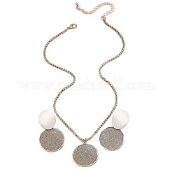 Oval & Flat Round Alloy Pendant Necklaces & Stud Dangle Earrings Sets for Women&nbsp;FS-WG38819-01