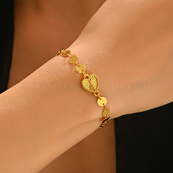 Brass Heart Link Bracelets&nbsp;WL3635-1