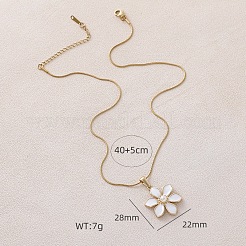 304 Stainless Steel Enamel with Imitation Pearl Cherry Blossom Flower Pendant Necklaces for Women&nbsp;RN9489
