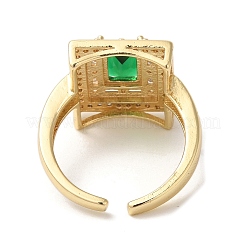 Square Brass Micro Pave Cubic Zirconia Open Cuff Rings for Women&nbsp;RJEW-U008-42G