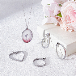 24Pcs 4 Style 304 Stainless Steel Open Back Bezel Pendants&nbsp;PALLOY-UN00029