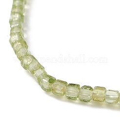 Natural Peridot Cube Beaded Stretch Bracelet for Women&nbsp;BJEW-JB08975-05