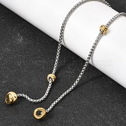 Two Tone 316L Surgical Stainless Steel Micro Pave Clear Cubic Zirconia Box Chain Knot Lariat Necklaces&nbsp;NJEW-D297-01GP