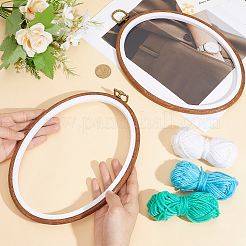 PP & PVC Plastic Imitation Wood Cross Stitch Embroidery Hoops&nbsp;DIY-WH20055-058B-03