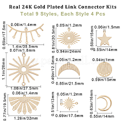 36Pcs 9 Styles Brass Connector Charms&nbsp;KK-BBC0009-73G