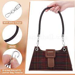 Braided Round PU Leather Bag Handles&nbsp;FIND-WH0180-01A-P