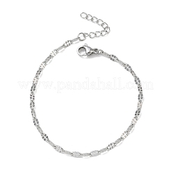 304 Stainless Steel Dapped Chains Bracelets for Women&nbsp;BJEW-D466-08C-P