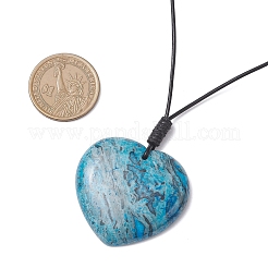 Dyed Natural Blue Crazy Agate Geometric Pendant Adjustable Black Waxed Cotton Cord Necklaces for Women&nbsp;NJEW-JN05475
