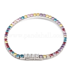 925 Sterling Silver Micro Pave Cubic Zirconia Tennis Bracelets for Women&nbsp;BJEW-C117-01A-P01