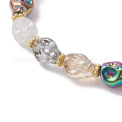 Halloween Glass Skull Bead Stretch Bracelets for Women&nbsp;BJEW-JB12579