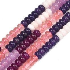 Gradient Color Cherry Quartz Glass and Dyed Natural White Jade Beads Strands&nbsp;G-NH0053-A14-01
