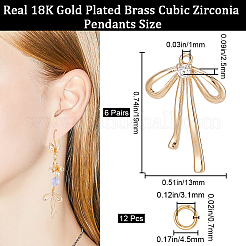 6 Pairs Brass Micro Pave Clear Cubic Zirconia Pendants&nbsp;KK-CN0002-97