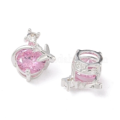 Brass Pave Cubic Zirconia Airplane Charms&nbsp;KK-C155-01S-02