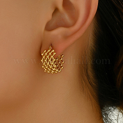 Stainless Steel Hollow Grid Hoop Earrings&nbsp;BC6082