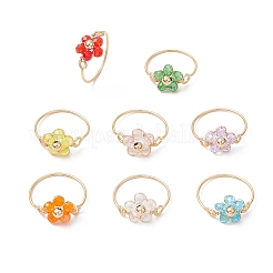 8Pcs Transparent Electroplate Glass Finger Rings for Women&nbsp;RJEW-JR00922
