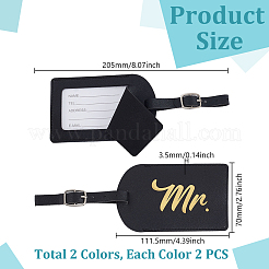 4Pcs 2 Colors PU Leather Luggage Tag&nbsp;AJEW-GA0008-53