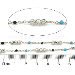 Brass Enamel Round Beaded Link Chain&nbsp;CHC-G022-07P-09