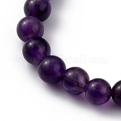 Round Natural Amethyst Stretch Beaded Bracelets&nbsp;BJEW-JB05408-03